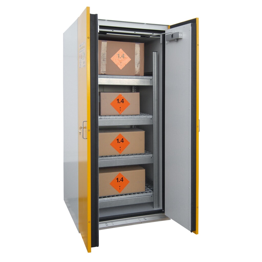 storeLAB Chemikalienschrank SiS Typ 90 / 900 Air, HxBxT 1935 x 900 x 900 mm, RAL 7035 lichtgrau, RAL 1007 narzissengelb Produktabbildung Nr. 2: storeLAB Chemikalienschrank SiS Typ 90 / 900 Air, HxBxT 1935 x 900 x 900 mm, RAL 7035 lichtgrau, RAL 1007 narzissengelb