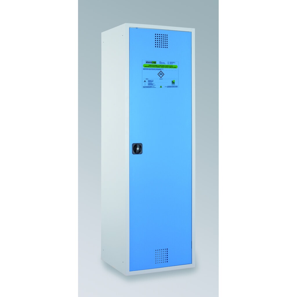 Produktabbildung: storeLAB Chemikalienschrank CHS 600, HxBxT 1935 x 600 x 570 mm, RAL 7035 lichtgrau, RAL 5015 himmelblau
