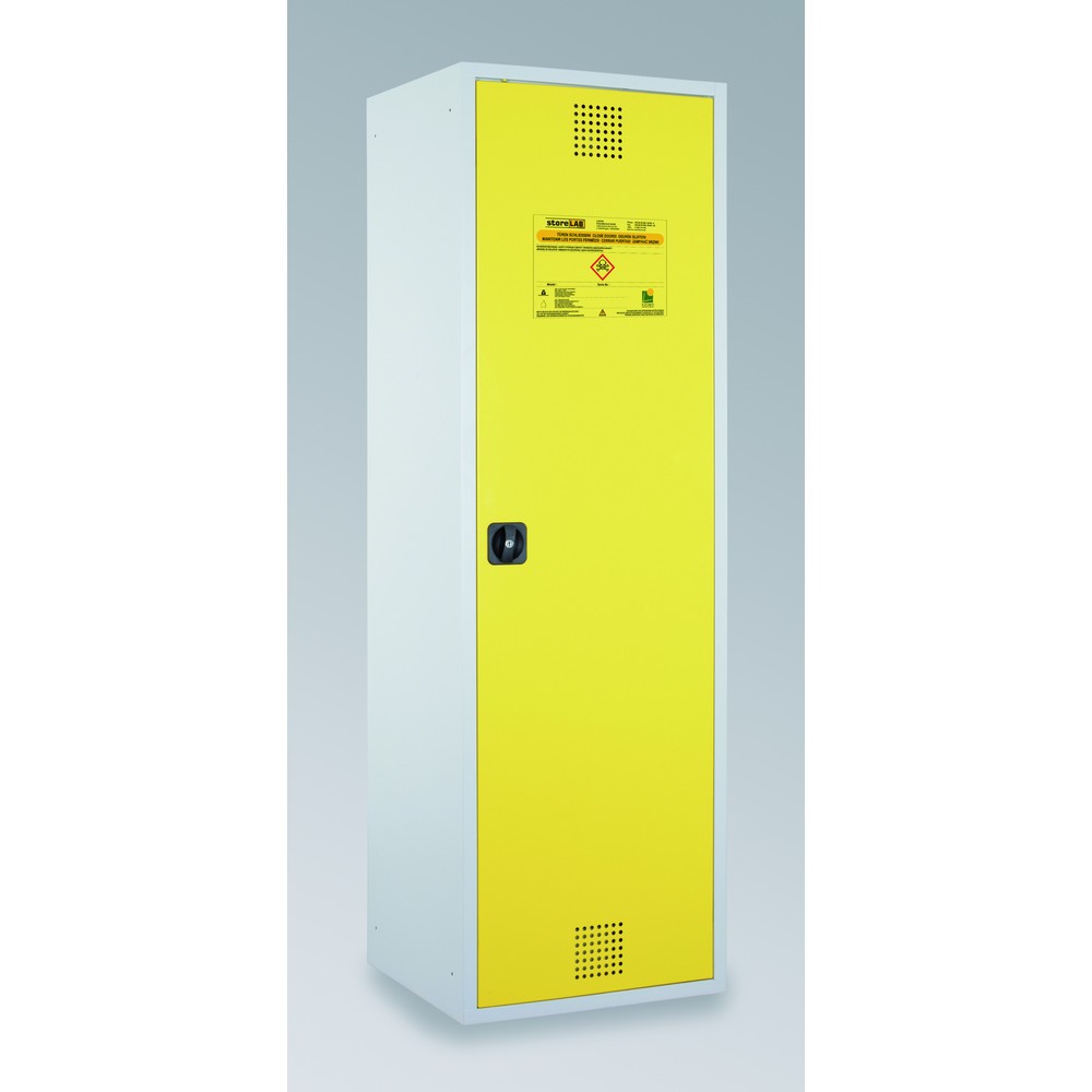 Produktabbildung: storeLAB Chemikalienschrank CHS 600, HxBxT 1935 x 600 x 570 mm, RAL 7035 lichtgrau, RAL 1018 zinkgelb