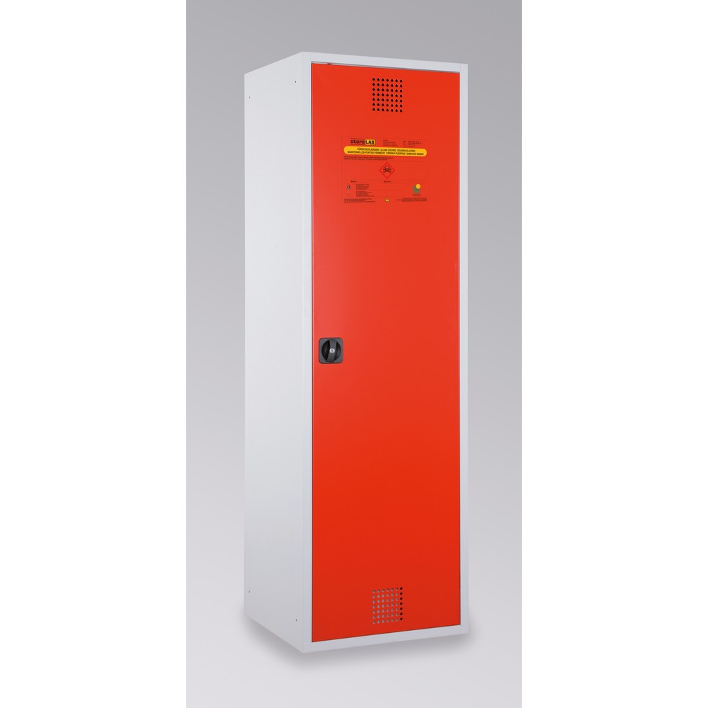 Produktabbildung Nr. 1: storeLAB Chemikalienschrank CHS 600, HxBxT 1935 x 600 x 570 mm, RAL 7035 lichtgrau, RAL 3000 feuerrot