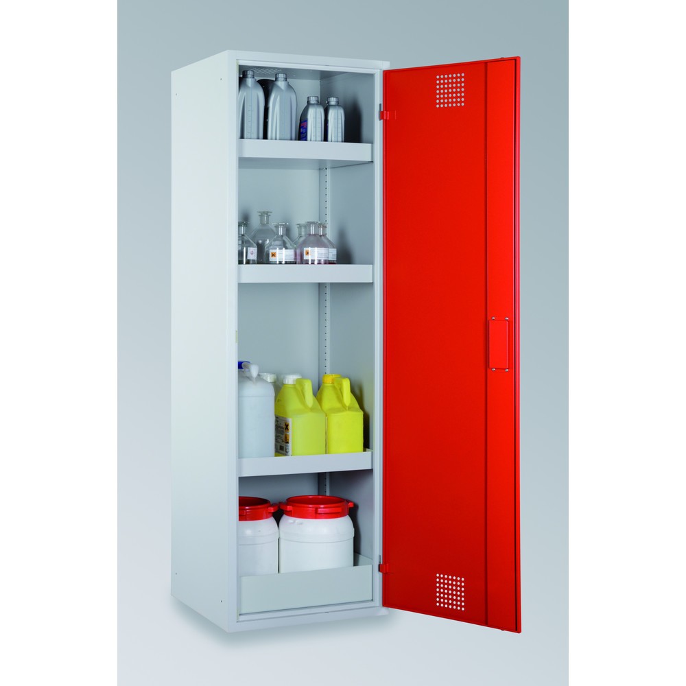 Produktabbildung Nr. 2: storeLAB Chemikalienschrank CHS 600, HxBxT 1935 x 600 x 570 mm, RAL 7035 lichtgrau, RAL 3000 feuerrot