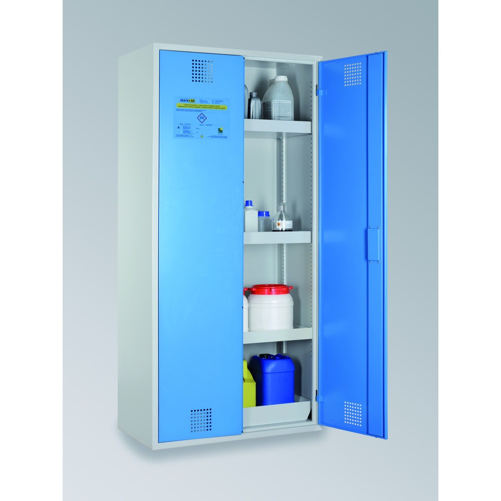 Produktabbildung Nr. 3: storeLAB Chemikalienschrank CHS 950, HxBxT 1950 x 950 x 500 mm, RAL 7035 lichtgrau, RAL 5015 himmelblau