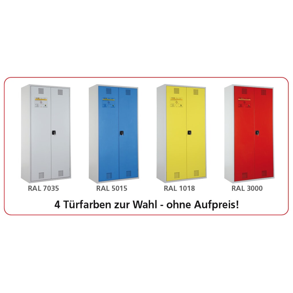 Produktabbildung Nr. 2: storeLAB Chemikalienschrank CHS 950 / SiB 30 mit Sicherheitsbox, HxBxT 1950 x 950 x 500 mm, RAL 7035 lichtgrau, RAL 1018 zinkgelb