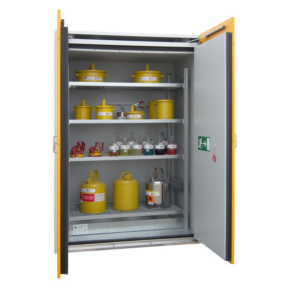 Produktabbildung: storeLAB Sicherheits-Fassschrank SiS-FAS Typ 90 / 1550 KG-GR, HxBxT 2200 x 1550 x 1025 mm, RAL 7035 lichtgrau,  RAL 1007 narzissengelb