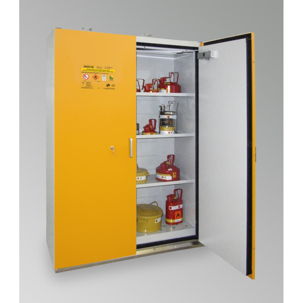Produktabbildung: storeLAB Brandschutzschrank SiS Typ 90 / 1400, HxBxT 1935 x 1400 x 598 mm, RAL 7035 lichtgrau, RAL 1007 narzissengelb