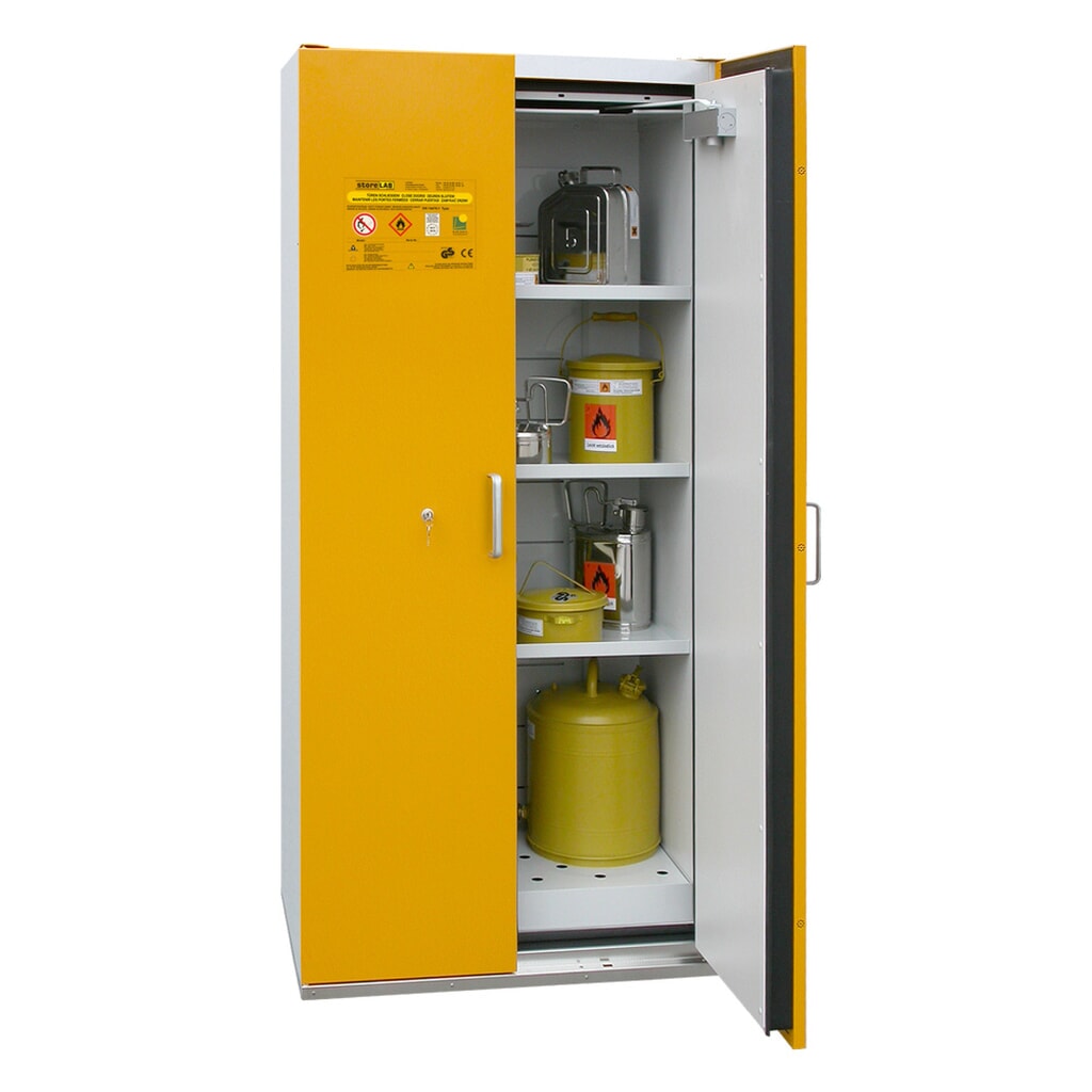 storeLAB Brandschutzschrank SiS Typ 90 / 900, HxBxT 1935 x 900 x 598 mm, RAL 7035 lichtgrau, RAL 1007 narzissengelb Produktabbildung: storeLAB Brandschutzschrank SiS Typ 90 / 900, HxBxT 1935 x 900 x 598 mm, RAL 7035 lichtgrau, RAL 1007 narzissengelb