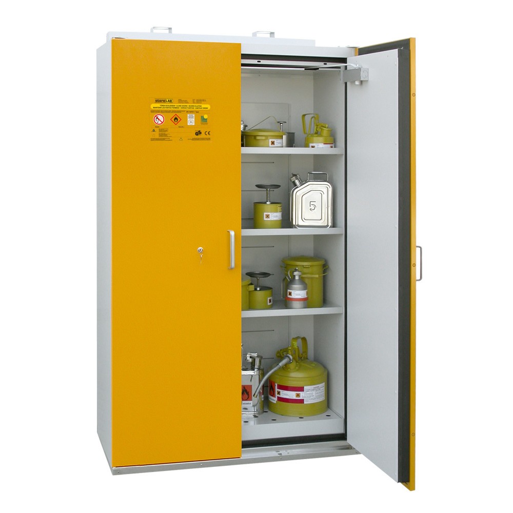 Produktabbildung: storeLAB Sicherheitsschrank SiS Typ 90 / 1200, HxBxT 1935 x 1190 x 598 mm, RAL 7035 lichtgrau, RAL 1007 narzissengelb