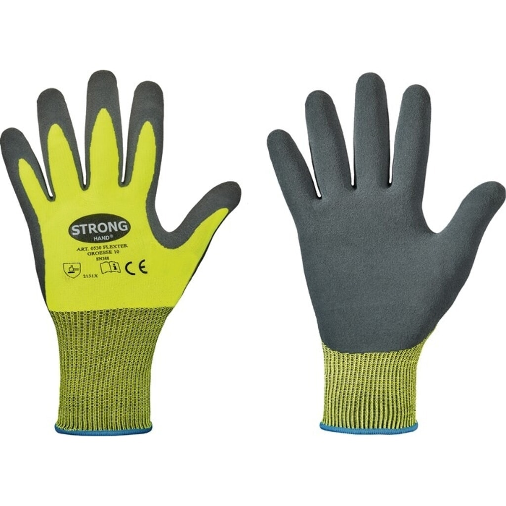 STRONGHAND Handschuhe Flexter Gr.9 neogelb/grau EN Produktabbildung: STRONGHAND Handschuhe Flexter Gr.9 neogelb/grau EN