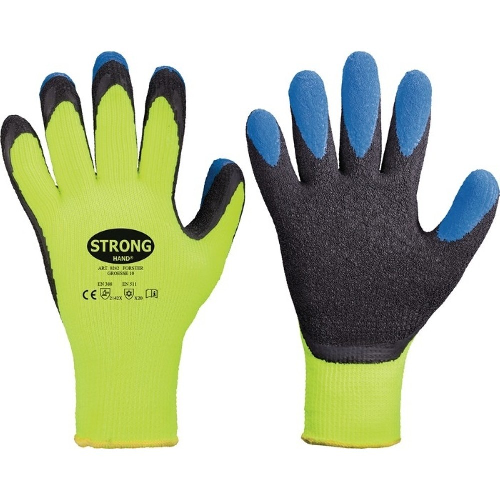 Produktabbildung: STRONGHAND Handschuhe Forster Gr.9 neon-gelb/blau