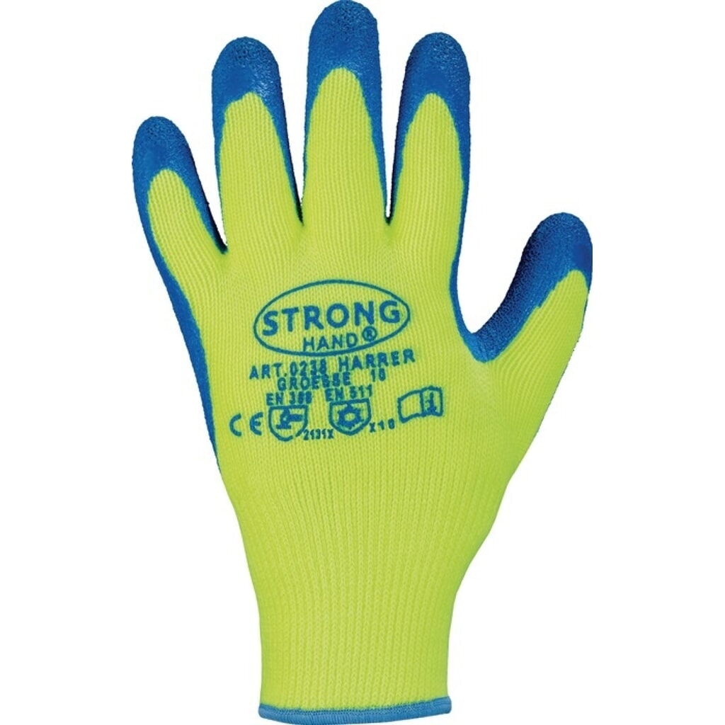 Produktabbildung: STRONGHAND Handschuhe Harrer Gr.9 gelb/blau EN 388