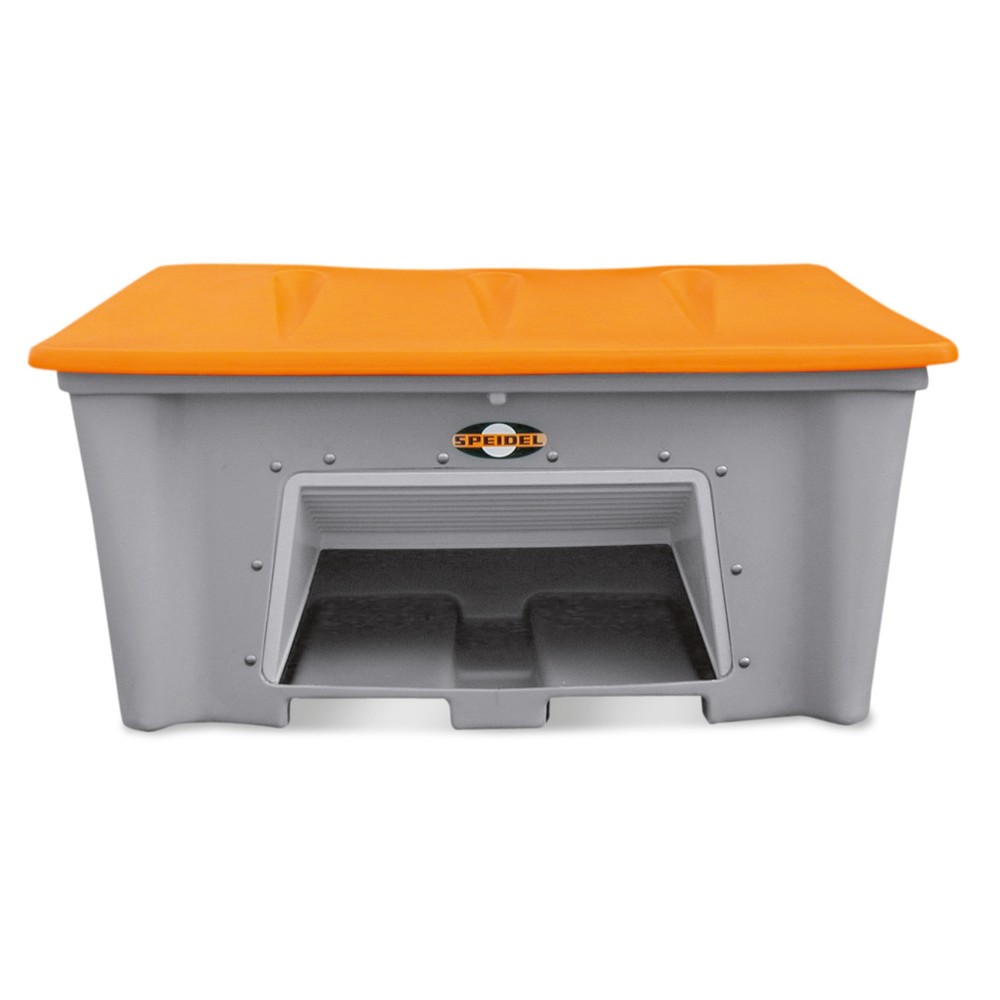 Product afbeelding: Zoutbak SPEIDEL met uitschepopening, grijs/oranje, 350 liter