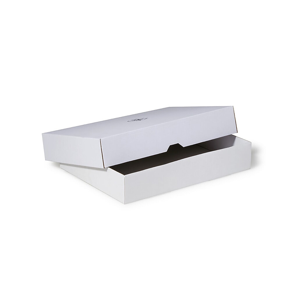 Stülpdeckelkarton, 302 x 213 x 55 mm ( L x B x H ), 2-teilig, weiß, DIN A4 Produktabbildung: Stülpdeckelkarton, 302 x 213 x 55 mm ( L x B x H ), 2-teilig, weiß, DIN A4