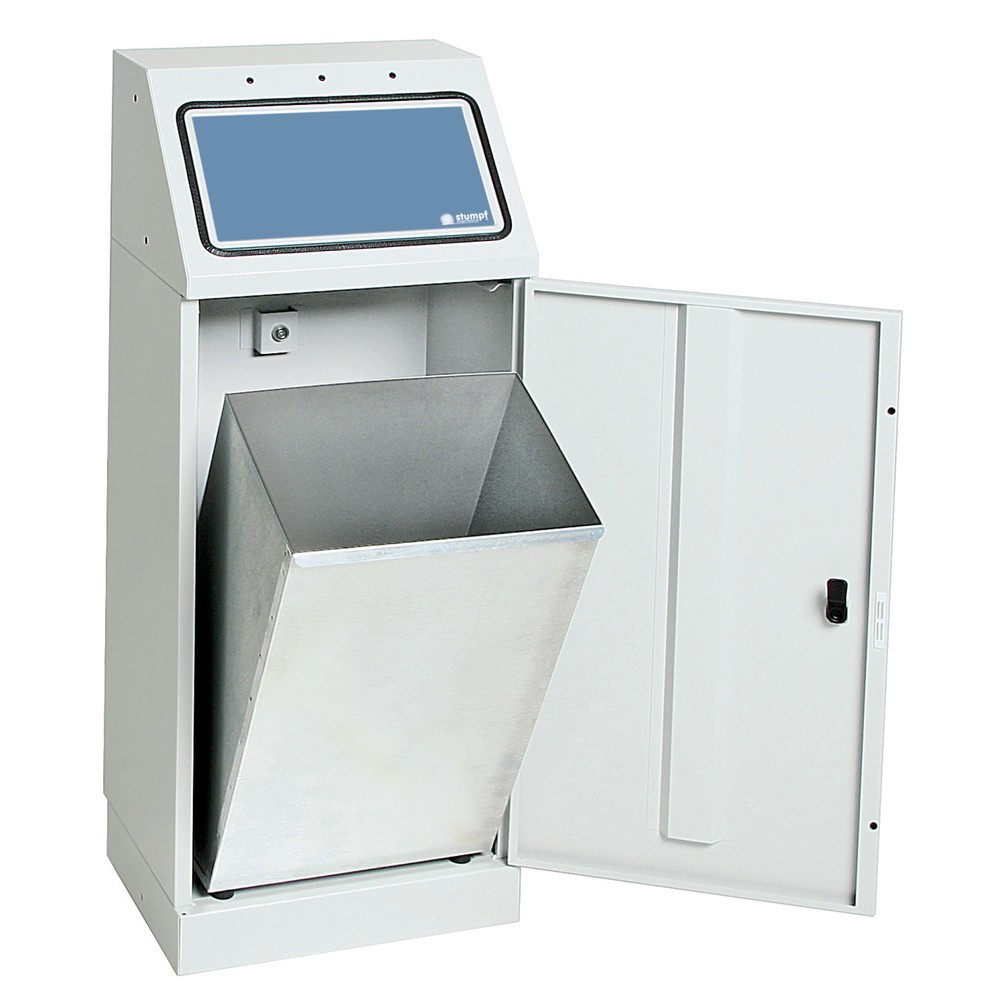 Produktabbildung: stumpf® Wertstoffsammler, lichtgrau, RAL 7035, 70 l H1000xB400xT380mm, mit Müllsackhalter, mit Trethebel