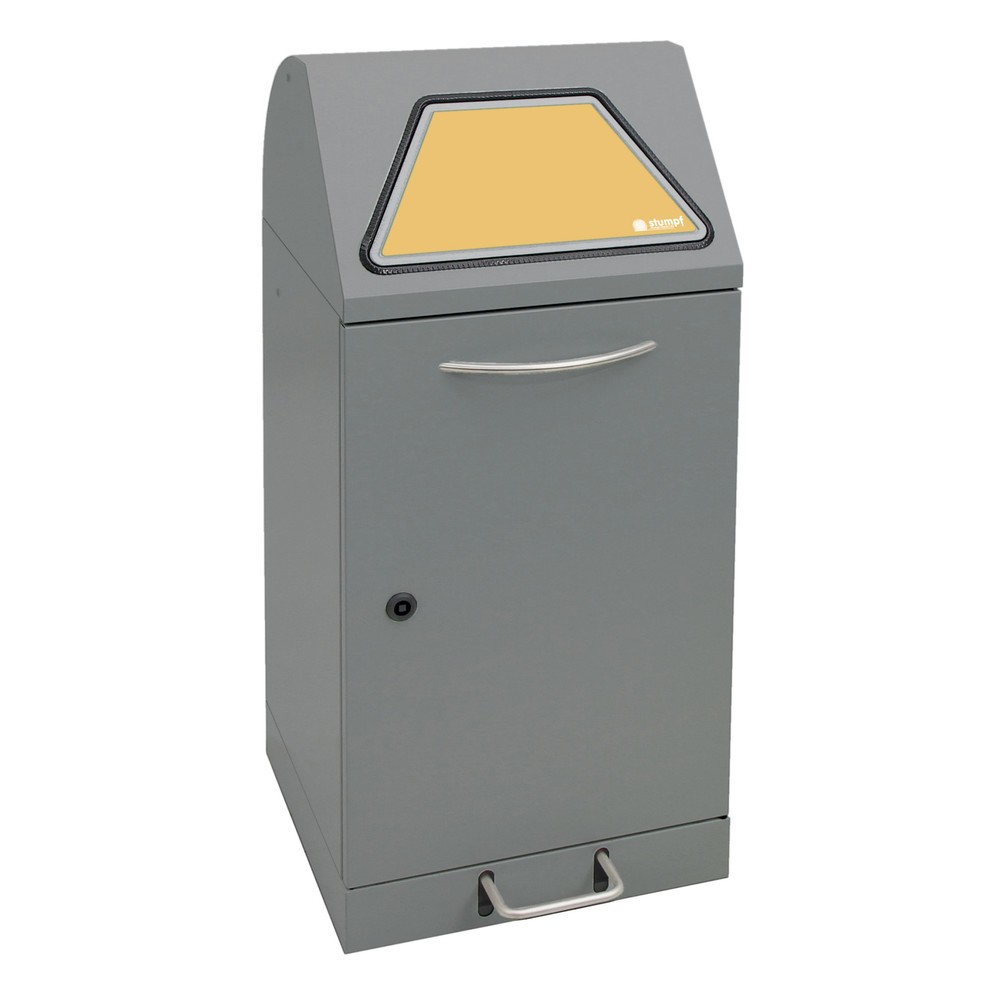 Produktabbildung: stumpf® Wertstoffsammler mit Fußpedal, inkl. Abfallsackhalter, Stahlblech, verzinkt, 60 Liter, graualuminium