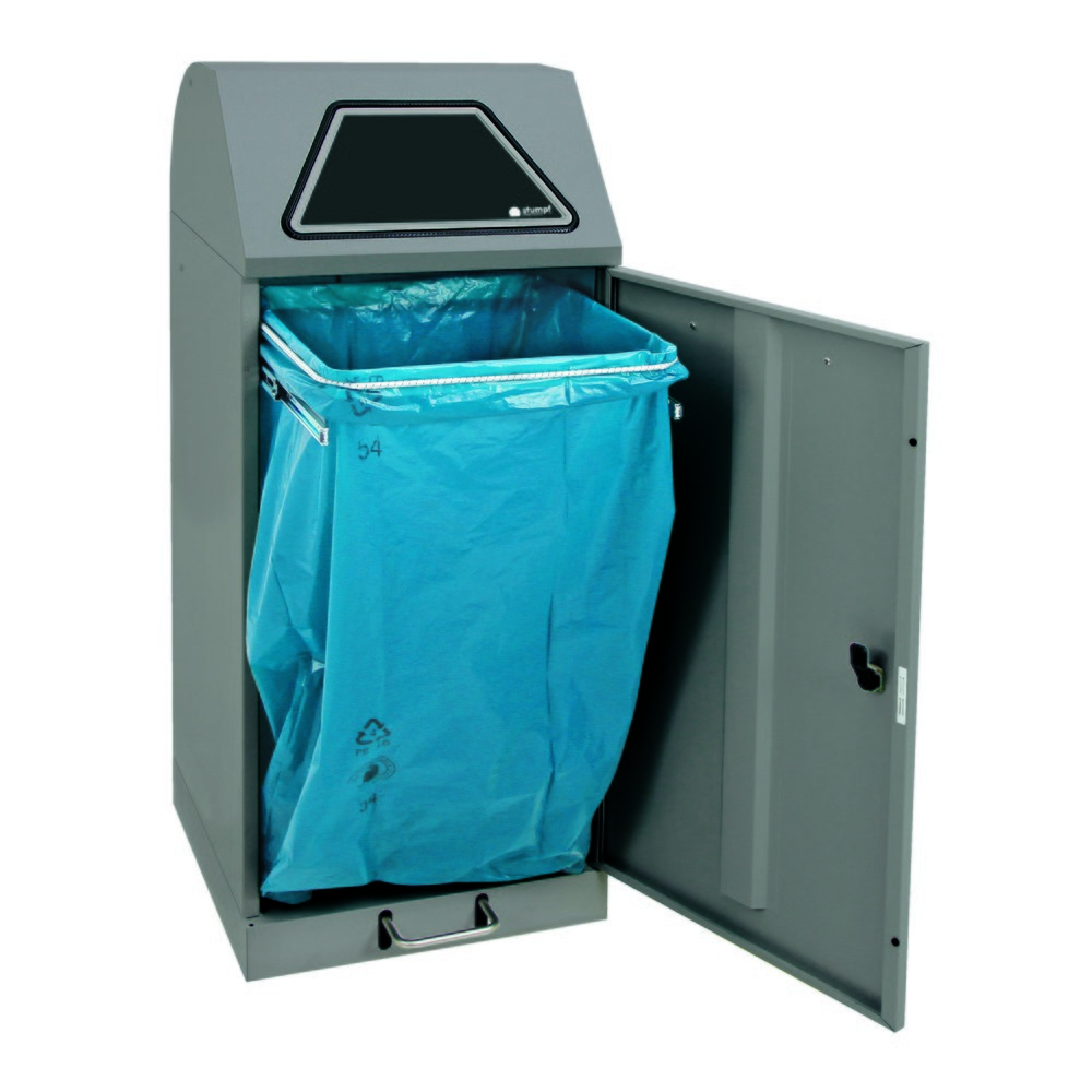 Produktabbildung Nr. 5: stumpf® Wertstoffsammler mit Fußpedal, inkl. Abfallsackhalter, Stahlblech, verzinkt, 120 Liter, graualuminium