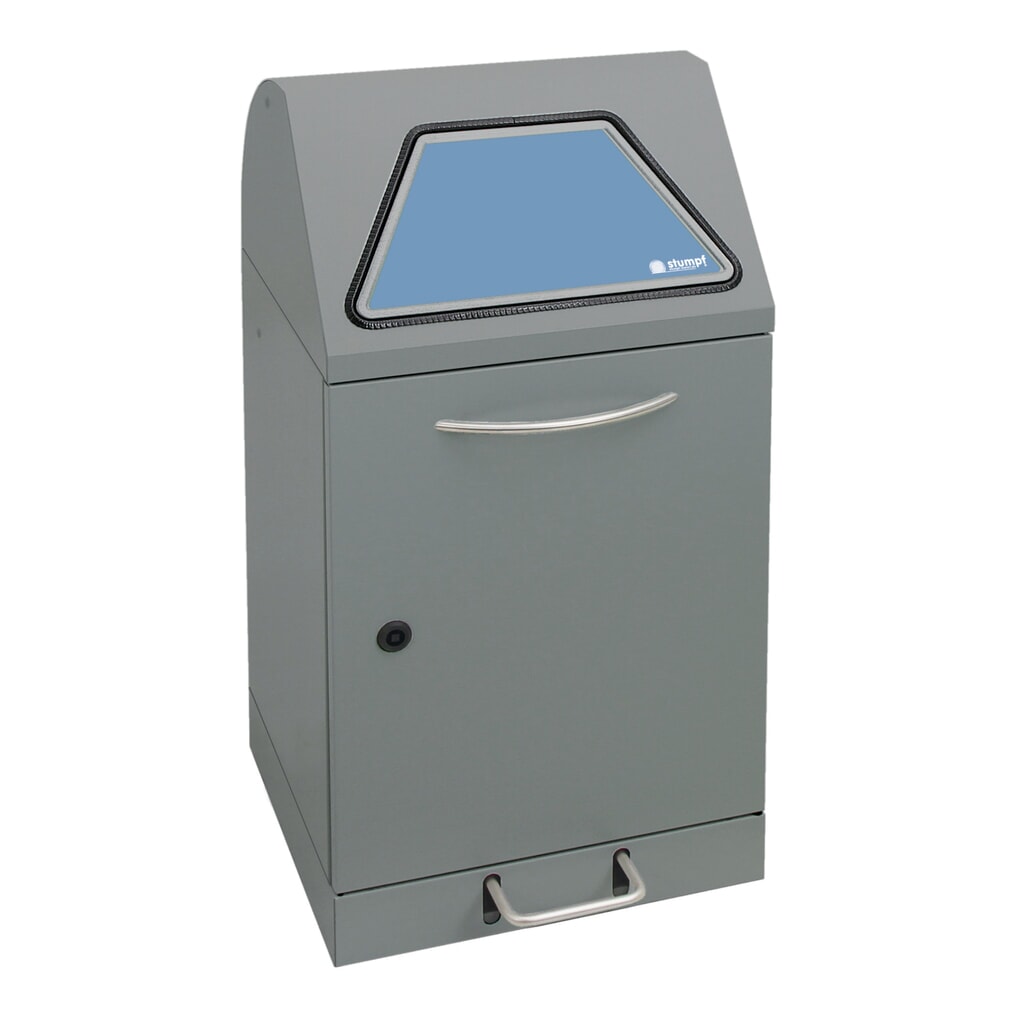 stumpf® Wertstoffsammler mit Fußpedal, inkl. Innenbehälter, Stahlblech, verzinkt, 45 Liter, graualuminium Produktabbildung: stumpf® Wertstoffsammler mit Fußpedal, inkl. Innenbehälter, Stahlblech, verzinkt, 45 Liter, graualuminium