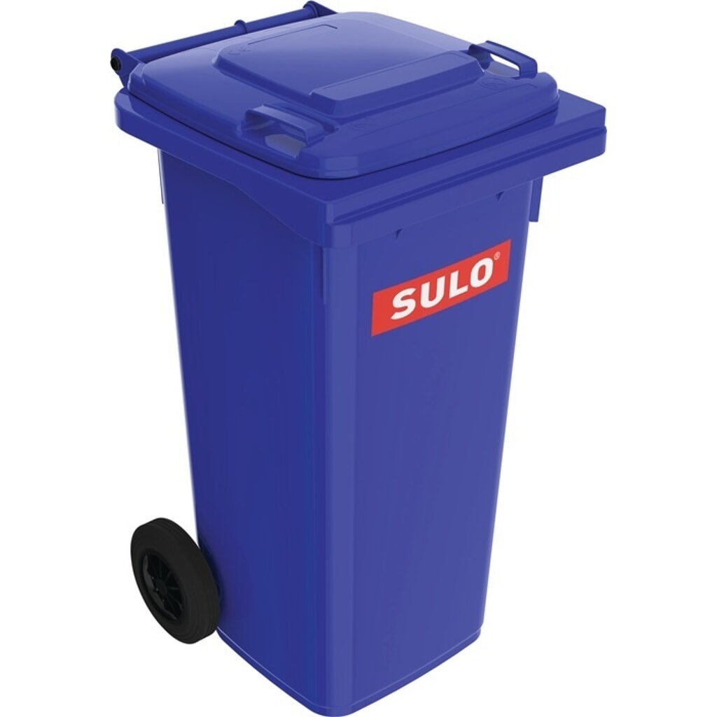 SULO Müllgroßbehälter, fahrbar, nach EN 840, 120 l HDPE blau Produktabbildung: SULO Müllgroßbehälter, fahrbar, nach EN 840, 120 l HDPE blau