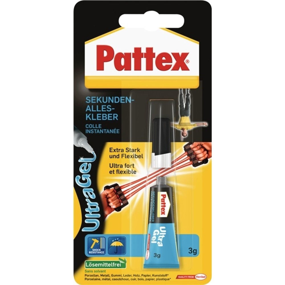 N° de l'image du produit 2 : Colle instantanée Ultra Gel 3 g incolore tube PATTEX