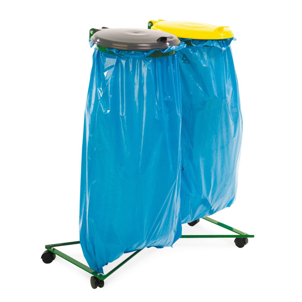 Illustration du produit: RENNER Support double pour sac poubelle pour sacs de 70 et 120 litres, bâti à roulettes