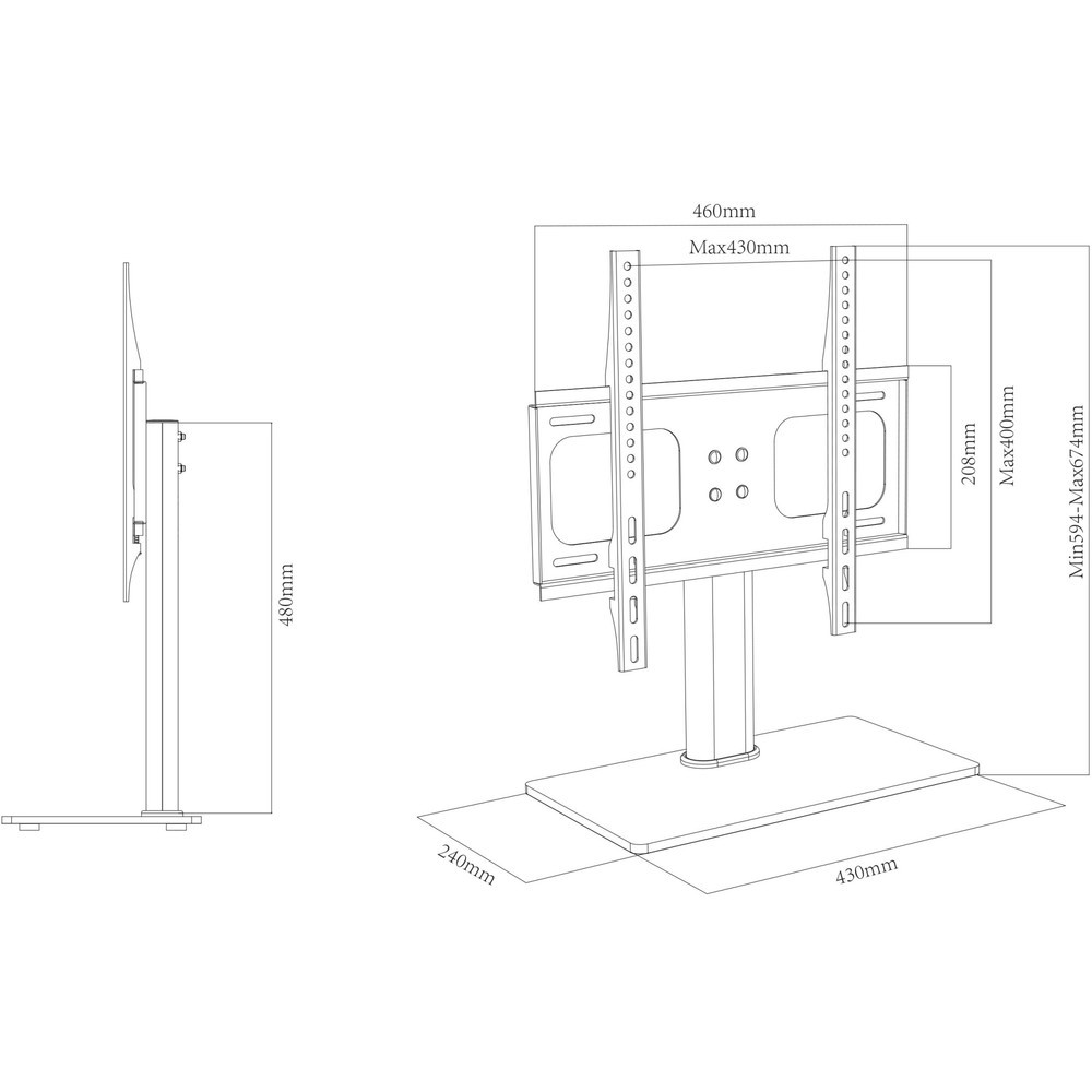N° de l'image du produit 5 : Table TV VCM pied B-TTS 400, noir