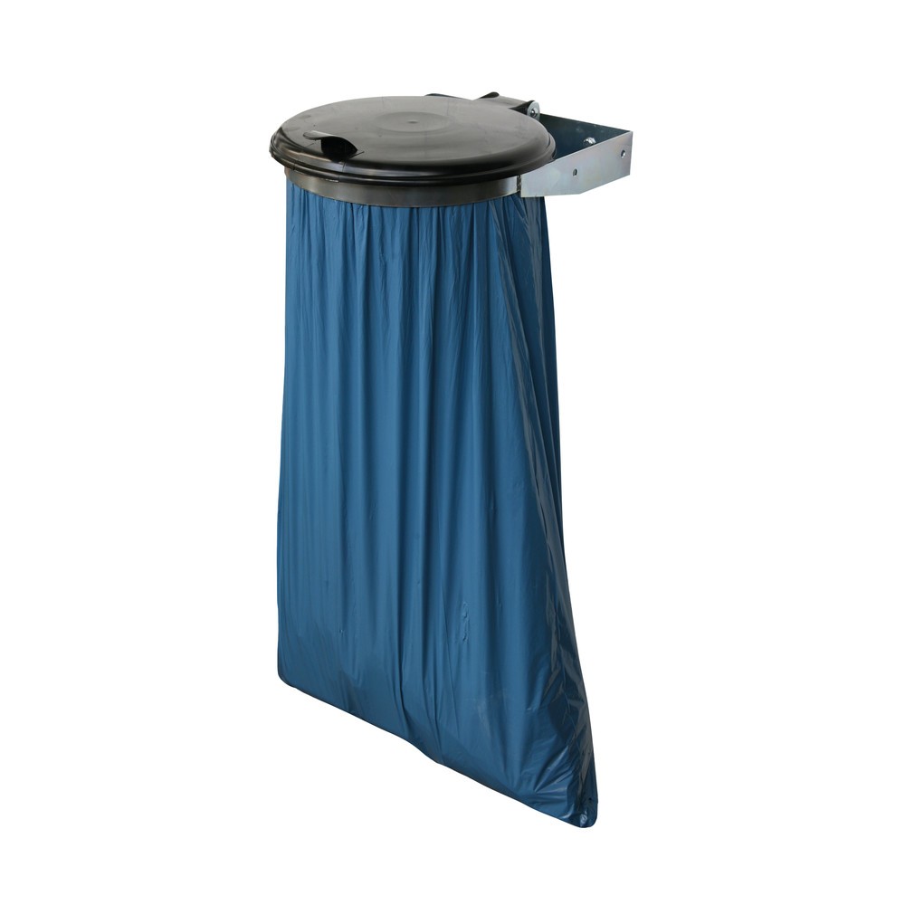 N° de l'image du produit 3 : RENNER Support pour 1 sac poubelle, support mural, couvercle en plastique, galvanisé à chaud