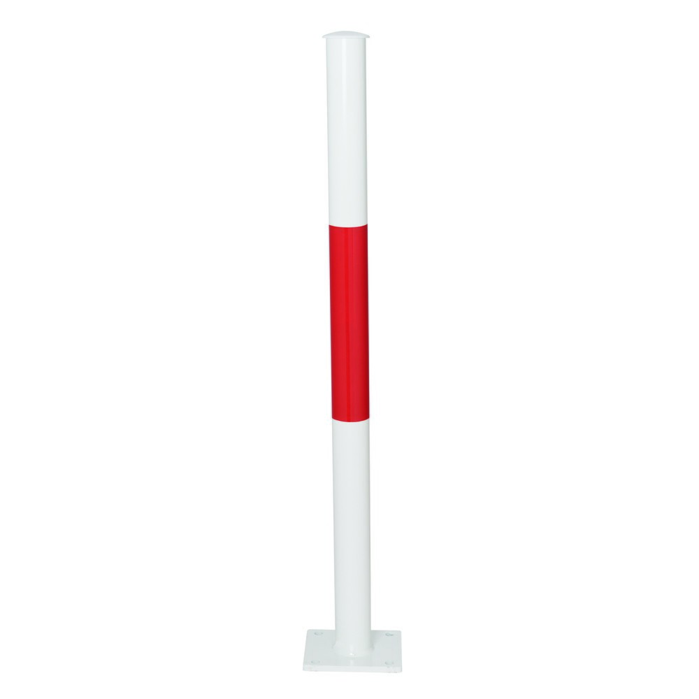 Illustration du produit: Système de rambardes MORAVIA URBAN, tube vertical, Ø 60 mm, hauteur au-dessus du sol 1 000 mm, à cheviller au sol, galvanisé à chaud et laqué, rouge/blanc