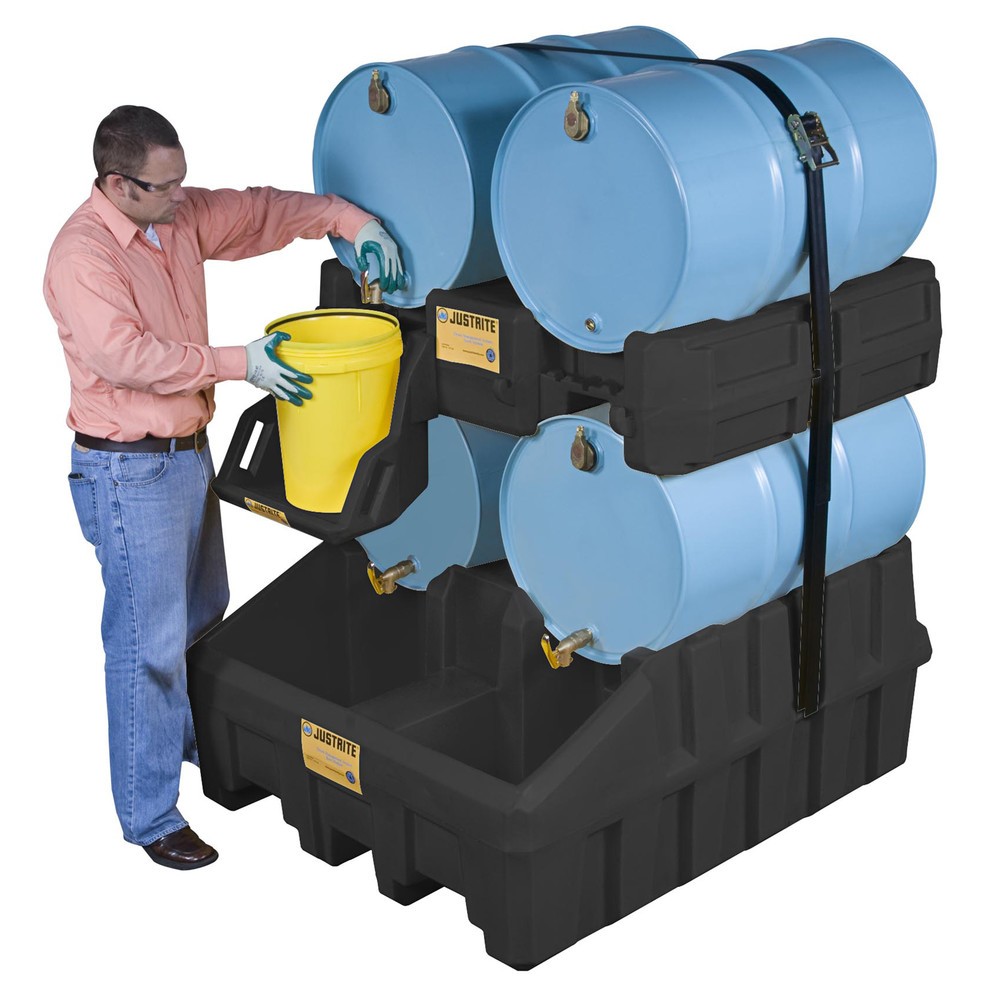 N° de l'image du produit 4 : Système de gestion des fûts Justrite, module de base, capacité 250 l, noir