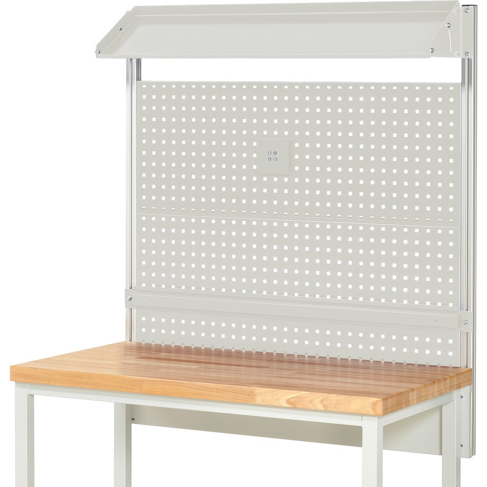 Číslo obrázku produktu 2: Nástavba pracovního stolu RAU, VxŠxH 1130 x 1250 x 350 mm, 1 sklopná kovová odkládací plocha, 1 přídržná lišta a 1 držák pro plochý monitor, kompletní sada 02 pro šířku výrobku 1250 mm