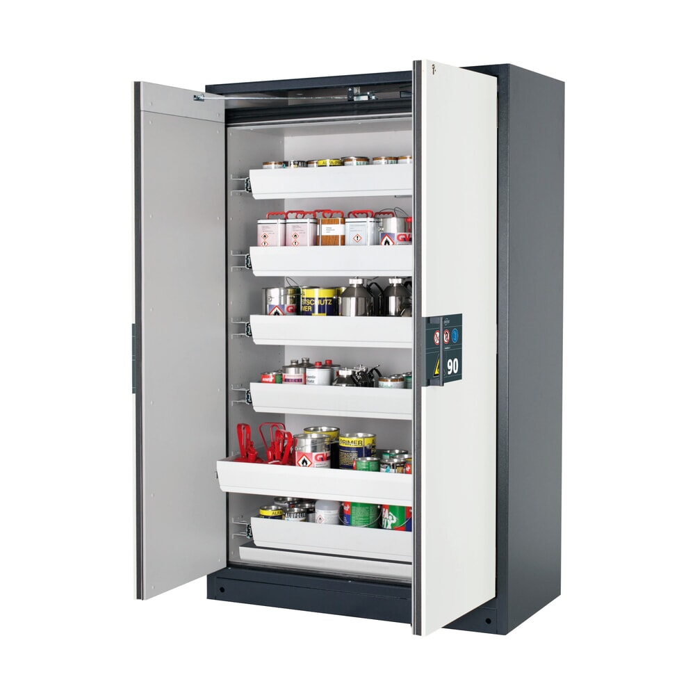 Zdjęcie produktu: Szafa przeciwpożarowa asecos® Q-PEGASUS/Typ 90, 6 x wanna wyjmowana, wys. x szer. x gł. 1953 x 1193 x 615 mm, kolor biały alpejski