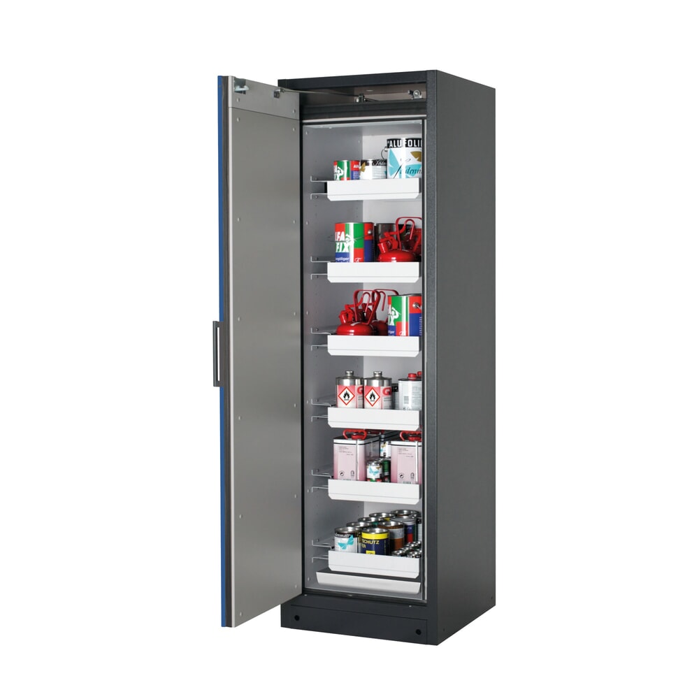 Zdjęcie produktu: Szafa przeciwpożarowa asecos® Q-PEGASUS/Typ 90, 6 x wanna wyjmowana, wys. x szer. x gł. 1953 x 599 x 615 mm, kolor niebieski gencjanowy