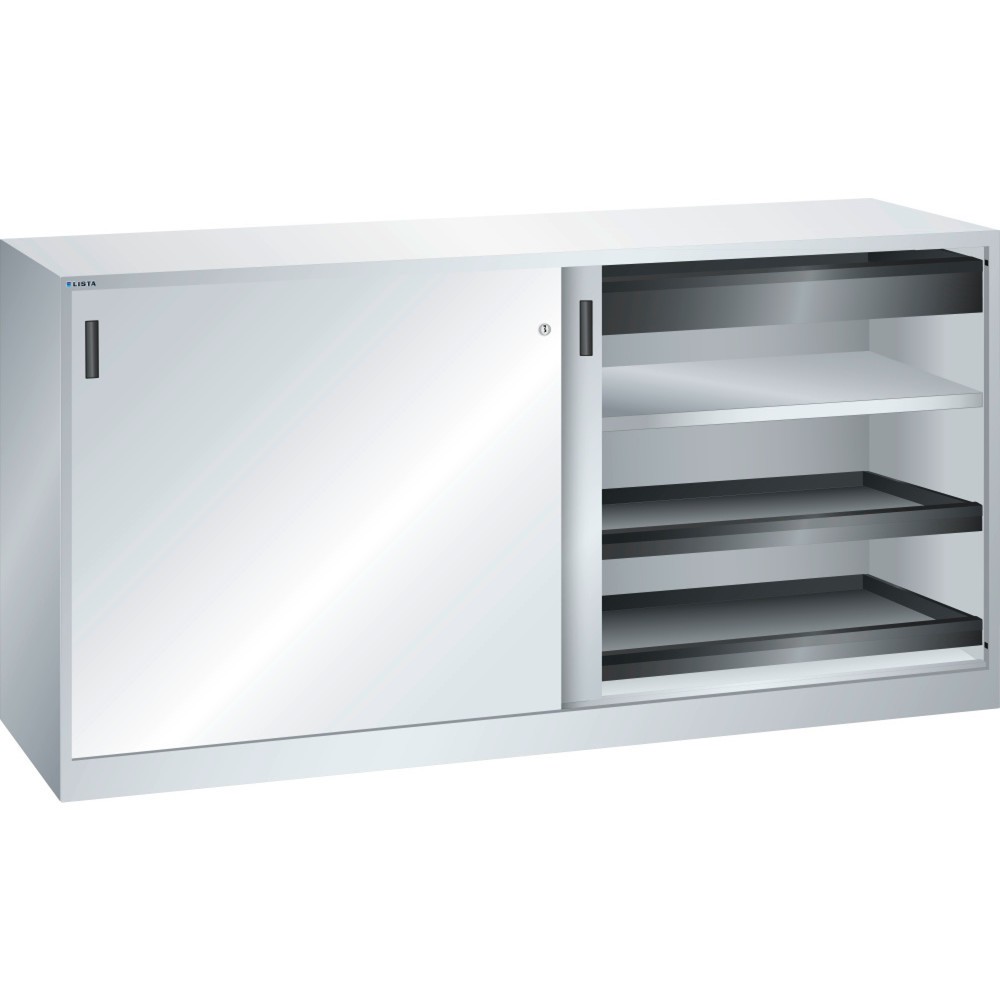 Zdjęcie produktu: Szafa narzędziowa LISTA, (szer. x gł. x wys.) 2000 x 580 x 1000 mm, 4 wysuwane tace, 2 szuflady, jasnoszara
