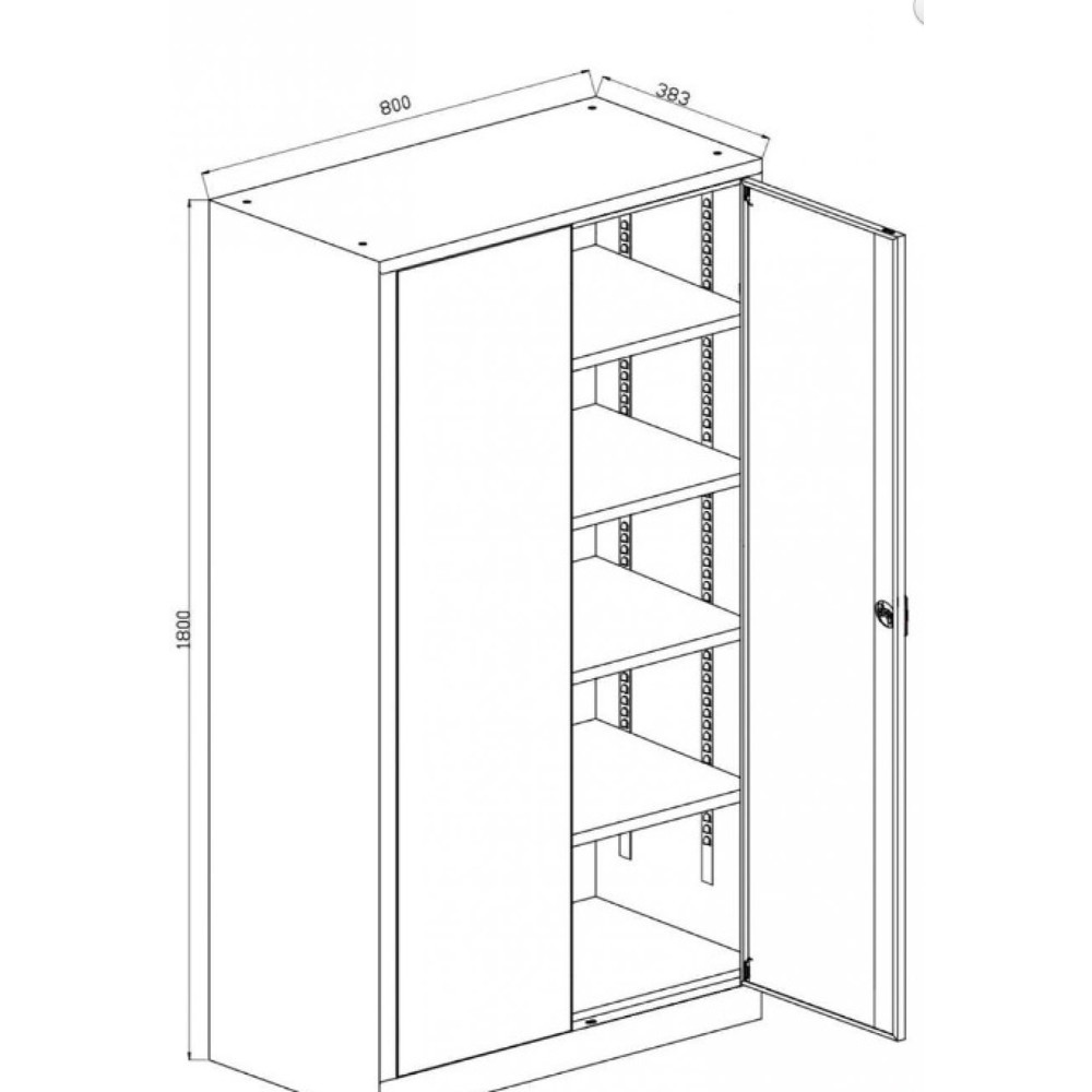Zdjęcie produktu nr 2: Szafa uniwersalna HEMMDAL HUS-1, zamek bębenkowy z ryglem obrotowym, 4,5 poz., wys. x szer. x gł. 1800 x 800 x 380 mm, półki ocynkowane, kolor jasnoszary/niebieski gencjanowy