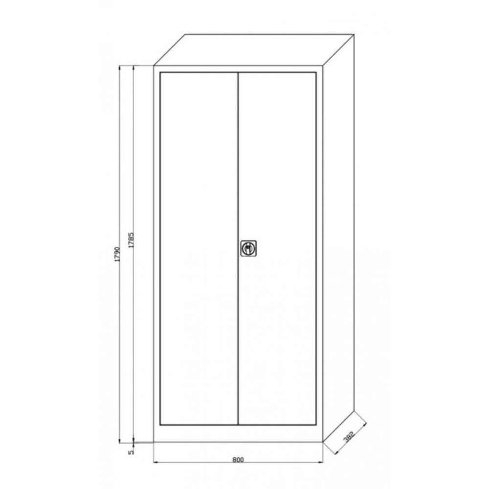 Zdjęcie produktu nr 3: Szafa uniwersalna HEMMDAL HUS-1, zamek bębenkowy z ryglem obrotowym, 4,5 poz., wys. x szer. x gł. 1800 x 800 x 380 mm, półki ocynkowane, kolor jasnoszary/niebieski gencjanowy