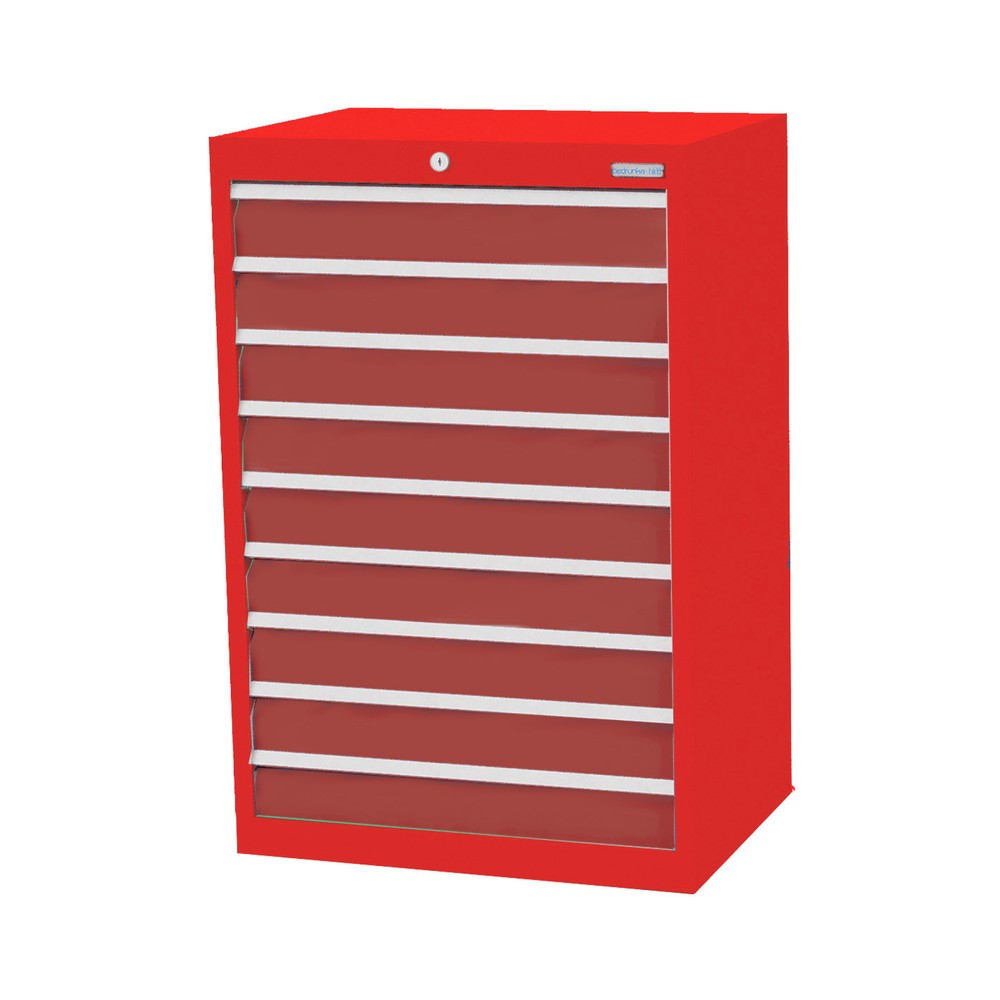 Zdjęcie produktu nr 1: Szafa z szufladami Bedrunka+Hirth Profi, szuflady 9 x 100 mm, wys. x szer. x gł. 1019 x 680 x 500 mm, czerwony drogowy, czerwony rubinowy