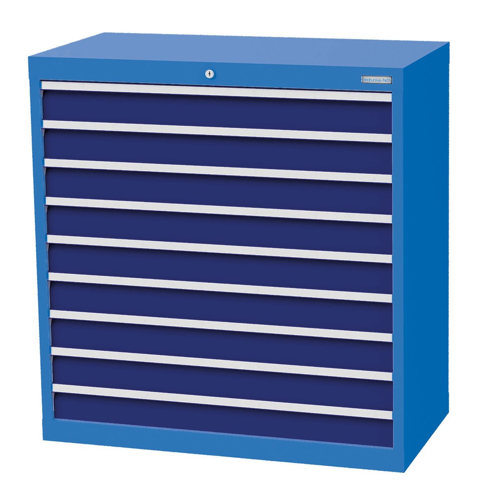 Zdjęcie produktu nr 1: Szafa z szufladami Bedrunka+Hirth Profi, szuflady 9 x 100 mm, wys. x szer. x gł. 1019 x 980 x 500 mm, niebieski jasny, niebieski gencjanowy