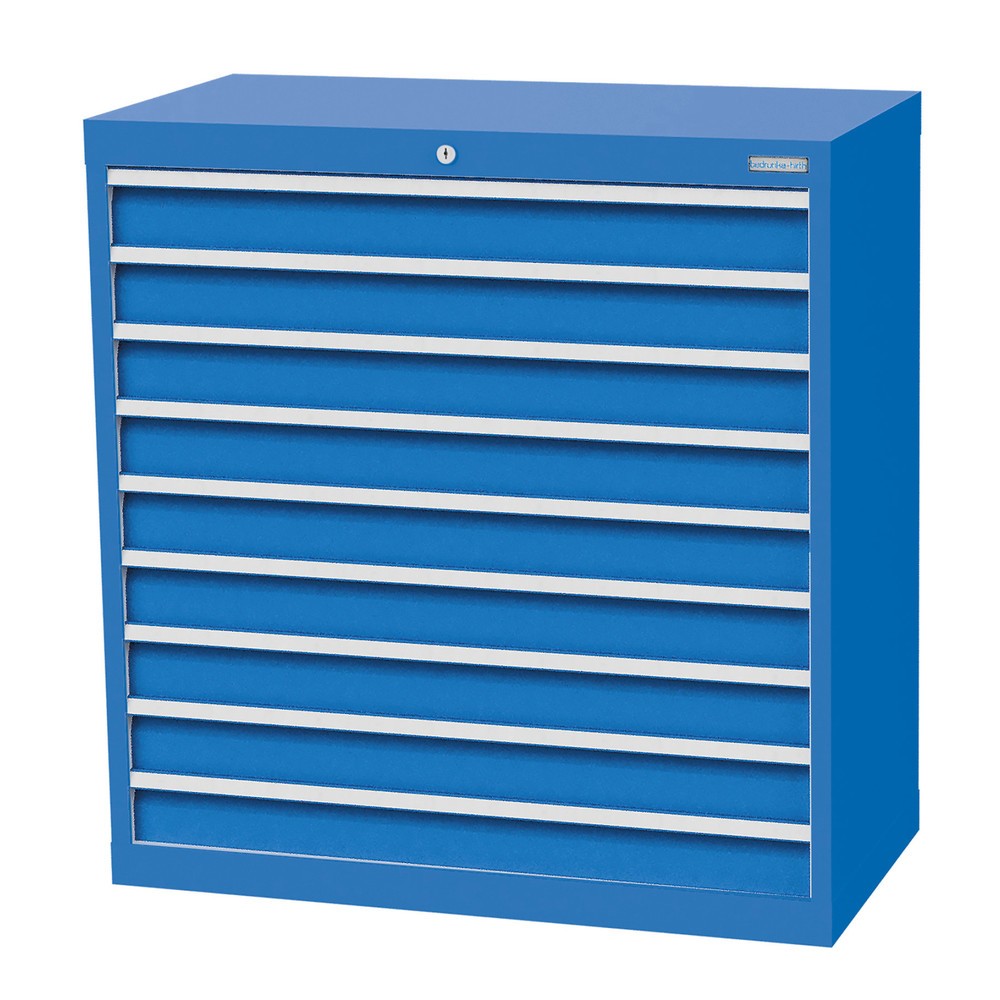 Zdjęcie produktu nr 1: Szafa z szufladami Bedrunka+Hirth Profi, szuflady 9 x 100 mm, wys. x szer. x gł. 1019 x 980 x 500 mm, niebieski jasny, niebieski jasny