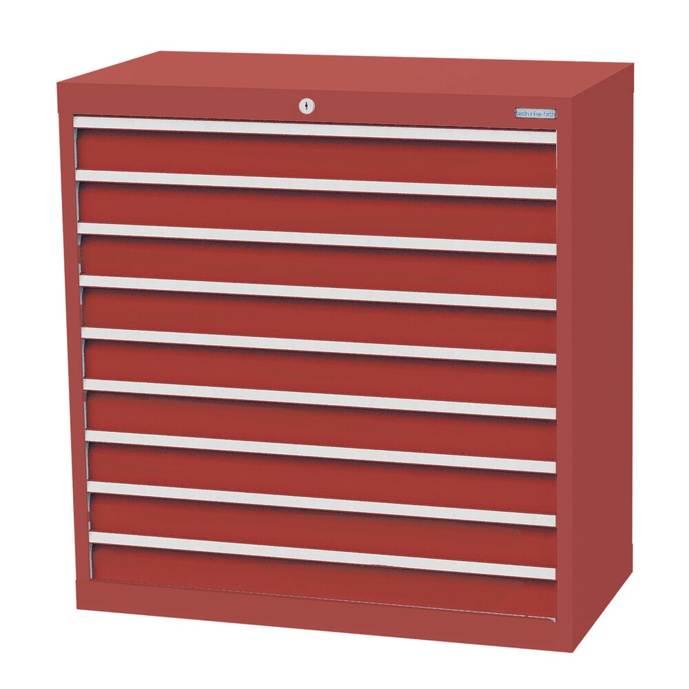 Zdjęcie produktu nr 1: Szafa z szufladami Bedrunka+Hirth Profi, szuflady 9 x 100 mm, wys. x szer. x gł. 1019 x 980 x 500 mm, czerwony rubinowy, czerwony rubinowy