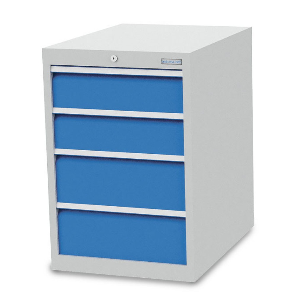 Zdjęcie produktu: Szafa z szufladami Bedrunka+Hirth R 18-24, wys. x szer. x gł. 819 x 555 x 736 mm, kolor jasnoszary, kolor jasnoniebieski, 4 x szuflada 2 x 150 + 2 x 200 mm