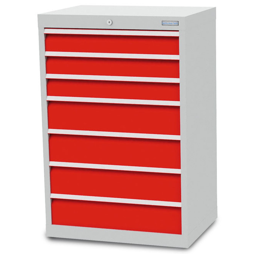 Zdjęcie produktu nr 1: Szafa z szufladami Bedrunka+Hirth R 24-16, wys. x szer. x gł. 1019 x 680 x 500 mm, kolor jasnoszary, kolor jasnoniebieski, 7 x szuflada