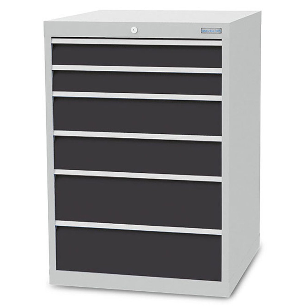 Zdjęcie produktu: Szafa z szufladami Bedrunka+Hirth R 24-24, wys. x szer. x gł. 1019 x 705 x 736 mm, kolor jasnoszary, kolor antracytowoszary, 6 x szuflada 2 x 100 + 2 x 150 + 2 x 200 mm