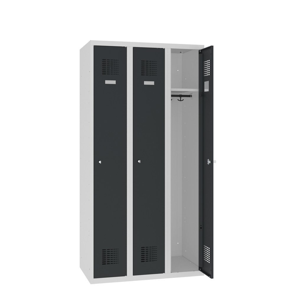 Zdjęcie produktu nr 1: Szafka Steinbock® podłogowa, 3 przegrody, zamek/zamknięcie z ryglem obrotowym, wys. x szer. x gł. 1800 x 900 x 500 mm, jasnoszary/antracytowoszary