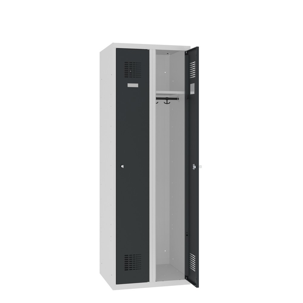 Zdjęcie produktu nr 1: Szafka Steinbock®, podłogowa, 2 przegrody, zamek cylindryczny, wys. x szer. x gł. 1800 x 600 x 500 mm, jasnoszary/antracytowoszary