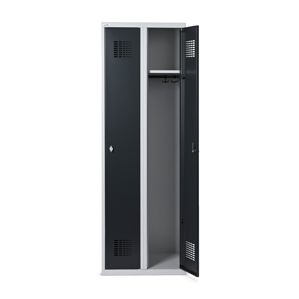 Zdjęcie produktu nr 4: Szafka Steinbock® podłogowa, 2 przegrody, zamek/zamknięcie z ryglem obrotowym, wys. x szer. x gł. 1800 x 600 x 500 mm, jasnoszary/antracytowoszary