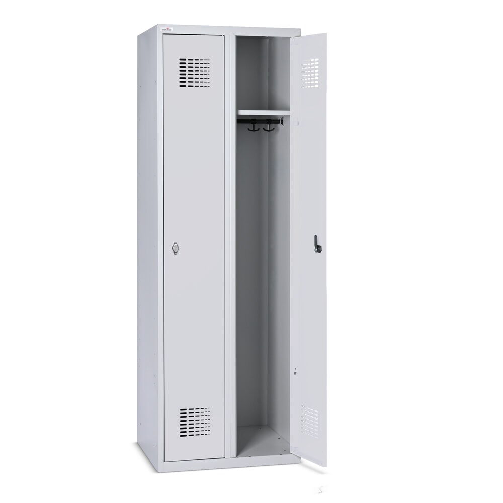 Zdjęcie produktu nr 5: Szafka Steinbock® podłogowa, 2 przegrody, zamek/zamknięcie z ryglem obrotowym, wys. x szer. x gł. 1800 x 600 x 500 mm, jasnoszary/antracytowoszary