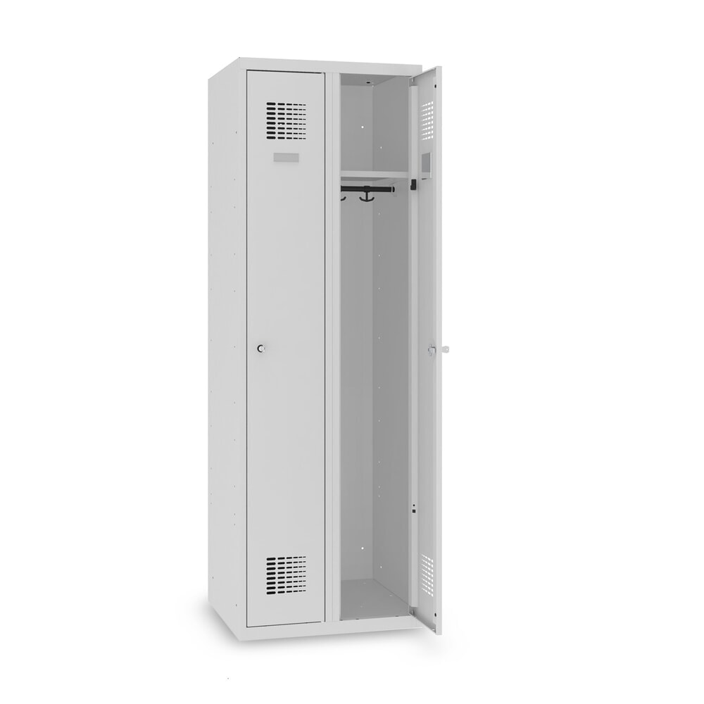 Zdjęcie produktu nr 9: Szafka Steinbock®, podłogowa, 2 przegrody, zamek cylindryczny, wys. x szer. x gł. 1800 x 600 x 500 mm, jasnoszary/antracytowoszary