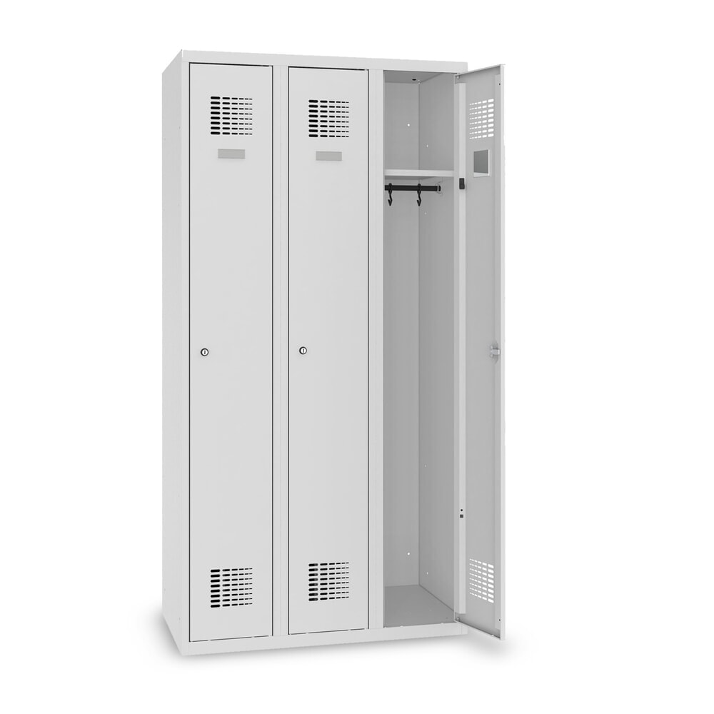 Zdjęcie produktu nr 10: Szafka Steinbock® podłogowa, 3 przegrody, zamek/zamknięcie z ryglem obrotowym, wys. x szer. x gł. 1800 x 900 x 500 mm, jasnoszary/antracytowoszary