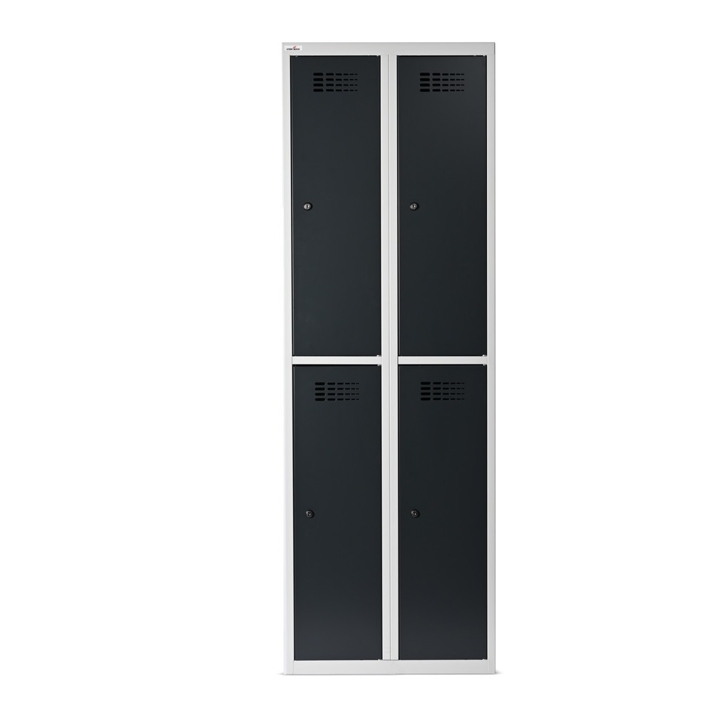 Zdjęcie produktu nr 4: Szafka Steinbock® podłogowa, 2 piętra, 4 komory, zamek cylindryczny, wys. x szer. x gł. 1800 x 600 x 500 mm, jasnoszary/antracytowoszary