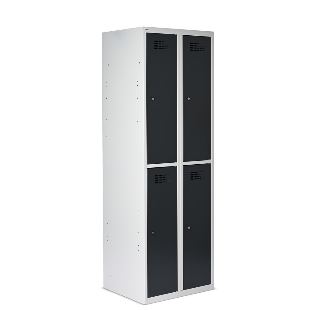 Zdjęcie produktu nr 5: Szafka Steinbock® podłogowa, 2 piętra, 4 komory, zamek cylindryczny, wys. x szer. x gł. 1800 x 600 x 500 mm, jasnoszary/antracytowoszary