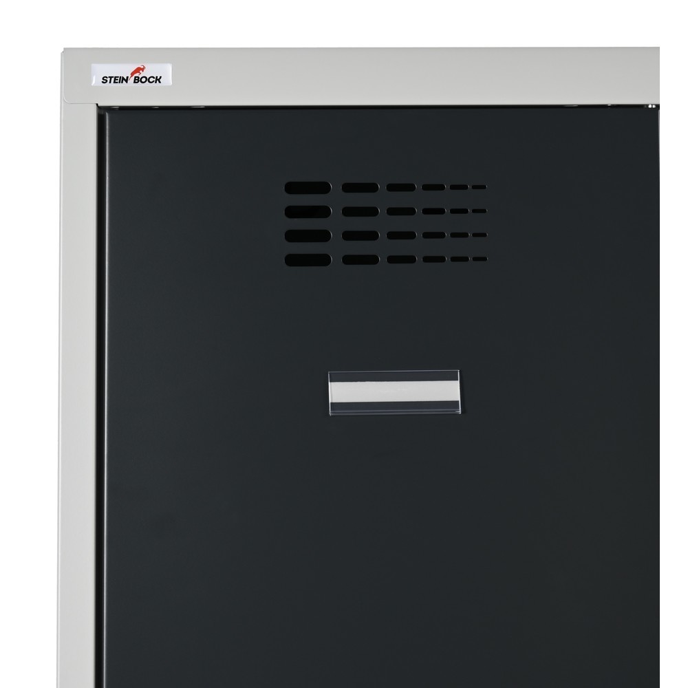 Zdjęcie produktu nr 6: Szafka Steinbock® podłogowa, 2 piętra, 6 komór, zamek cylindryczny, wys. x szer. x gł. 1800 x 900 x 500 mm, jasnoszary/antracytowoszary