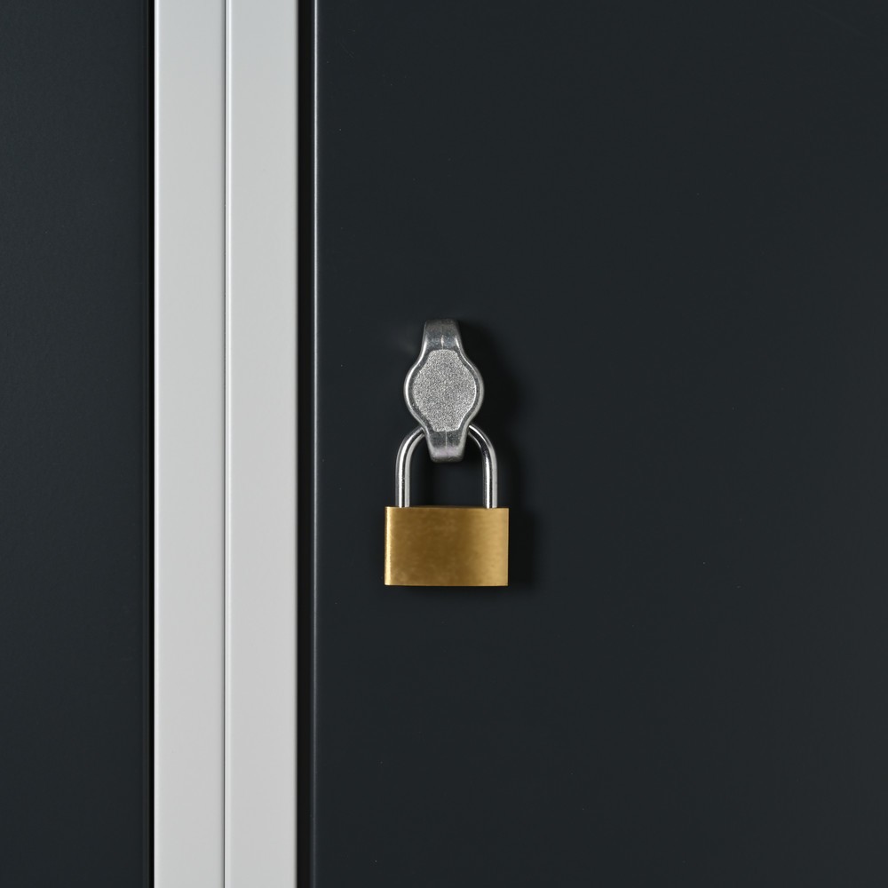 Zdjęcie produktu nr 5: Szafka Steinbock® podłogowa, 2 piętra, 6 komór, zamek/zamknięcie z ryglem obrotowym, wys. x szer. x gł. 1800 x 900 x 500 mm, jasnoszary/antracytowoszary
